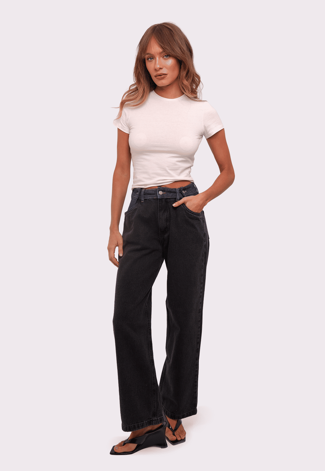 calça jeans bicolor ajustável mundo lolita