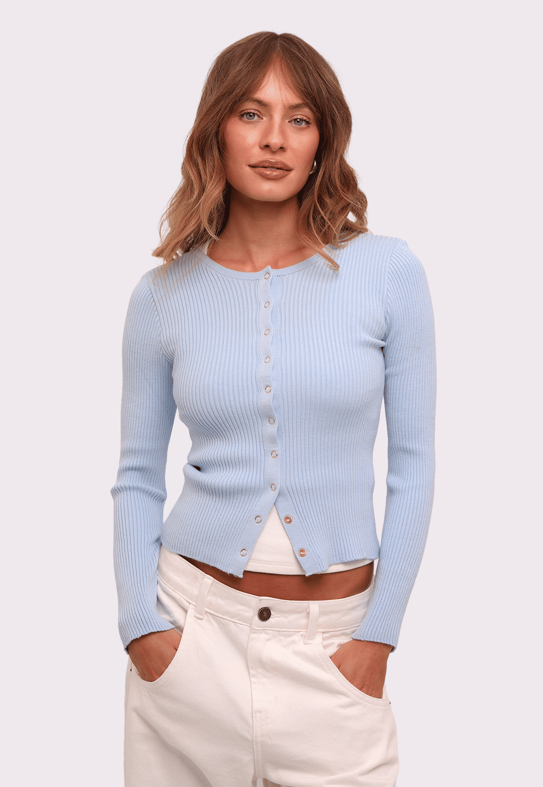 blusa de tricô amore azul claro mundo lolita