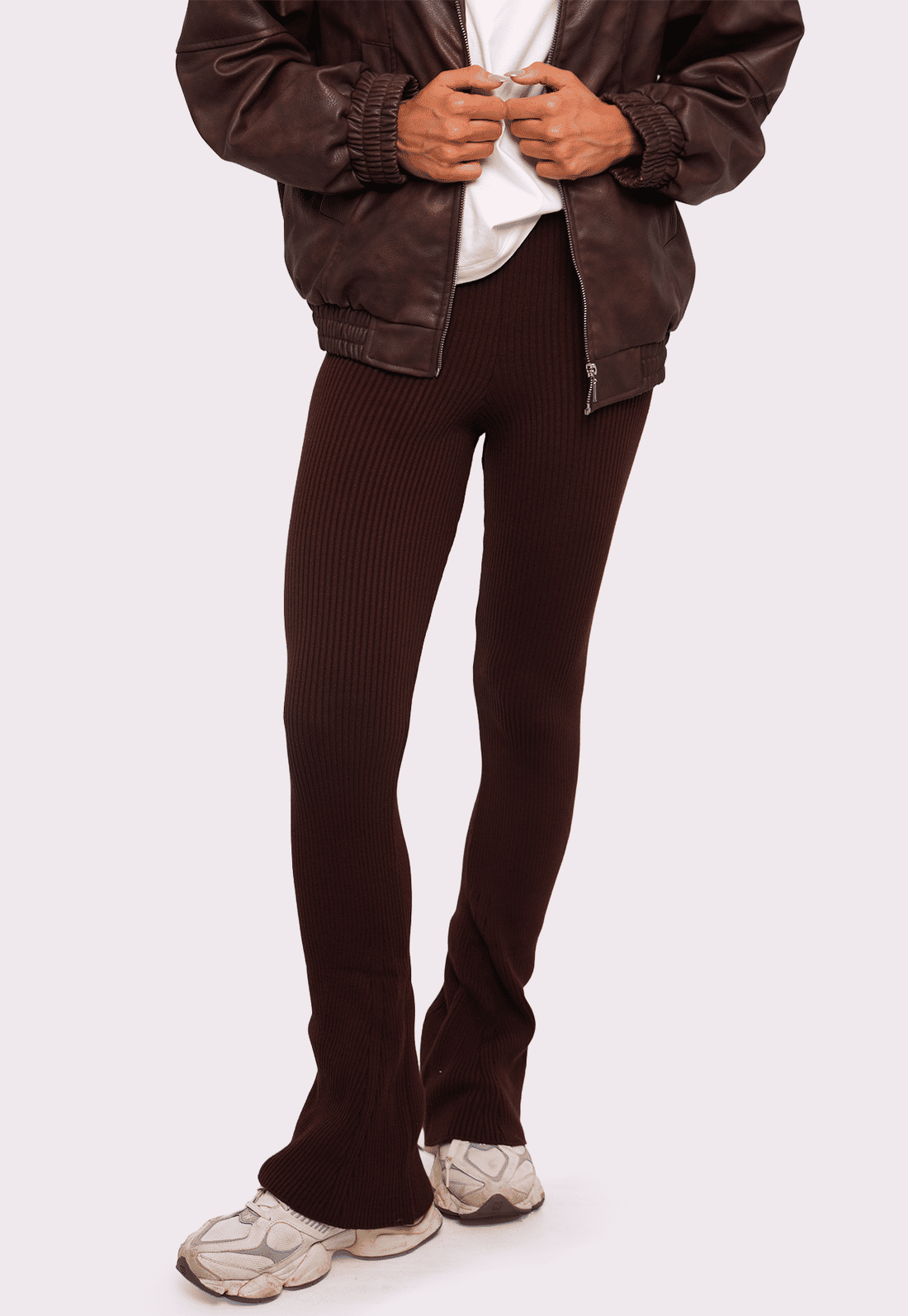 calça de tricô amore marrom mundo lolita