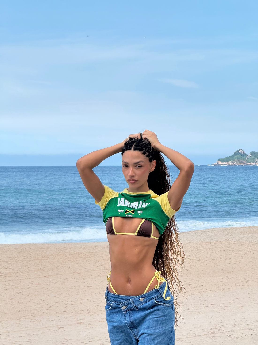 biquíni cortininha amarelo/marrom raiar mundo lolita