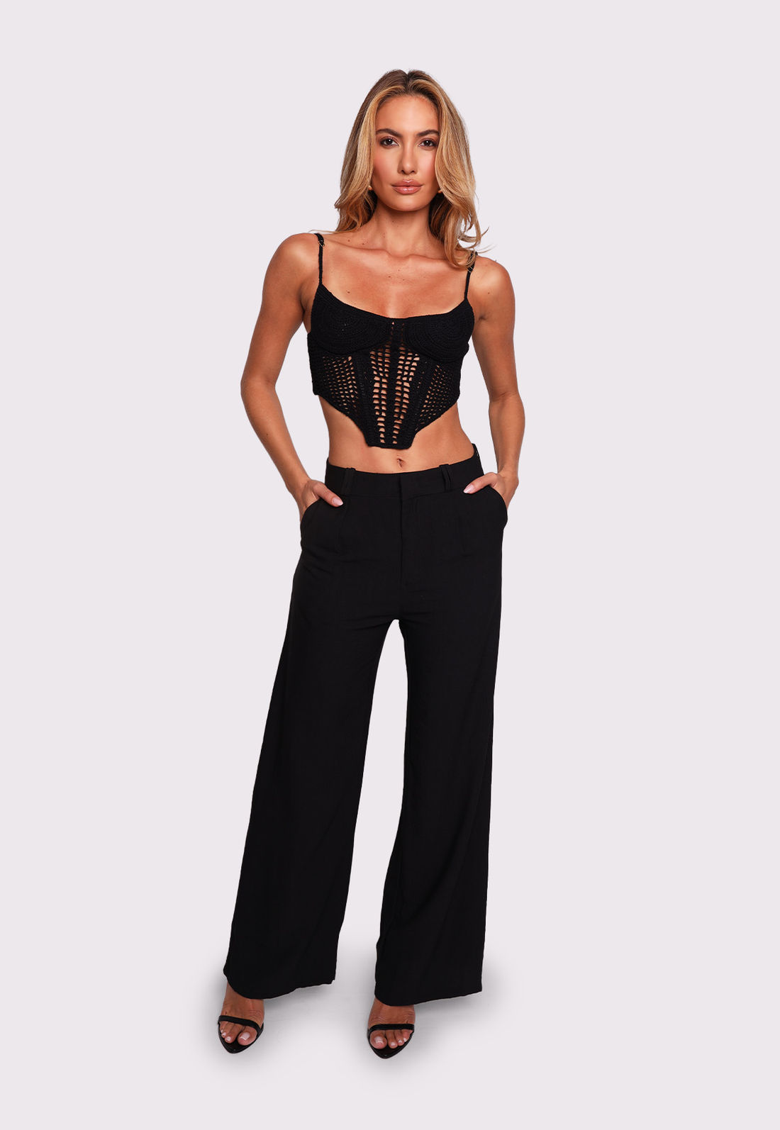 corset de crochê preto island mundo lolita