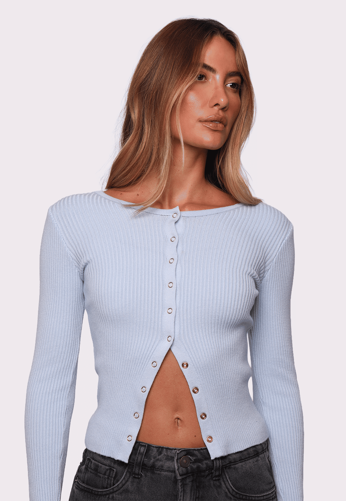 blusa de tricô amore azul claro mundo lolita