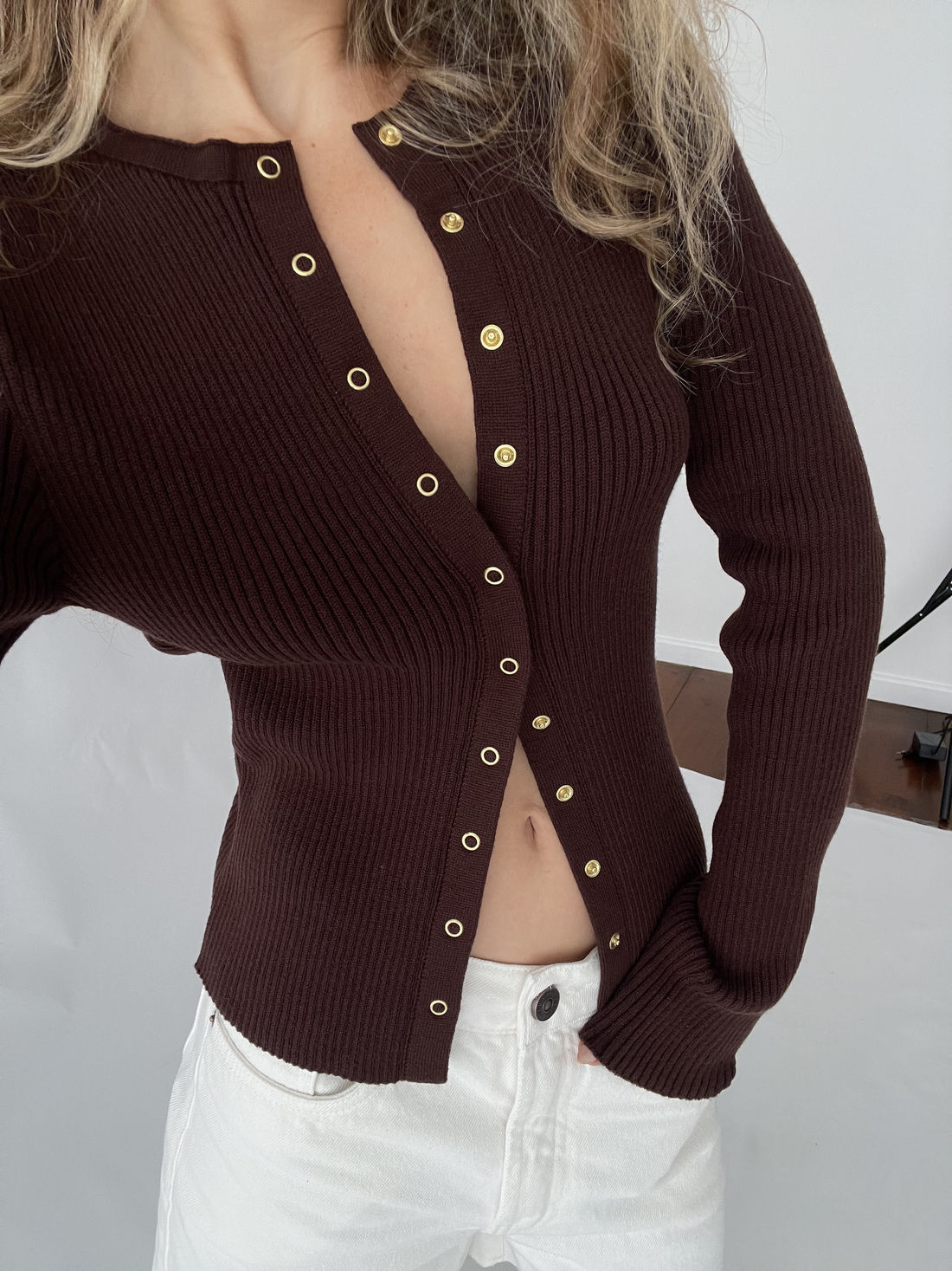 blusa de tricô amore marrom mundo lolita