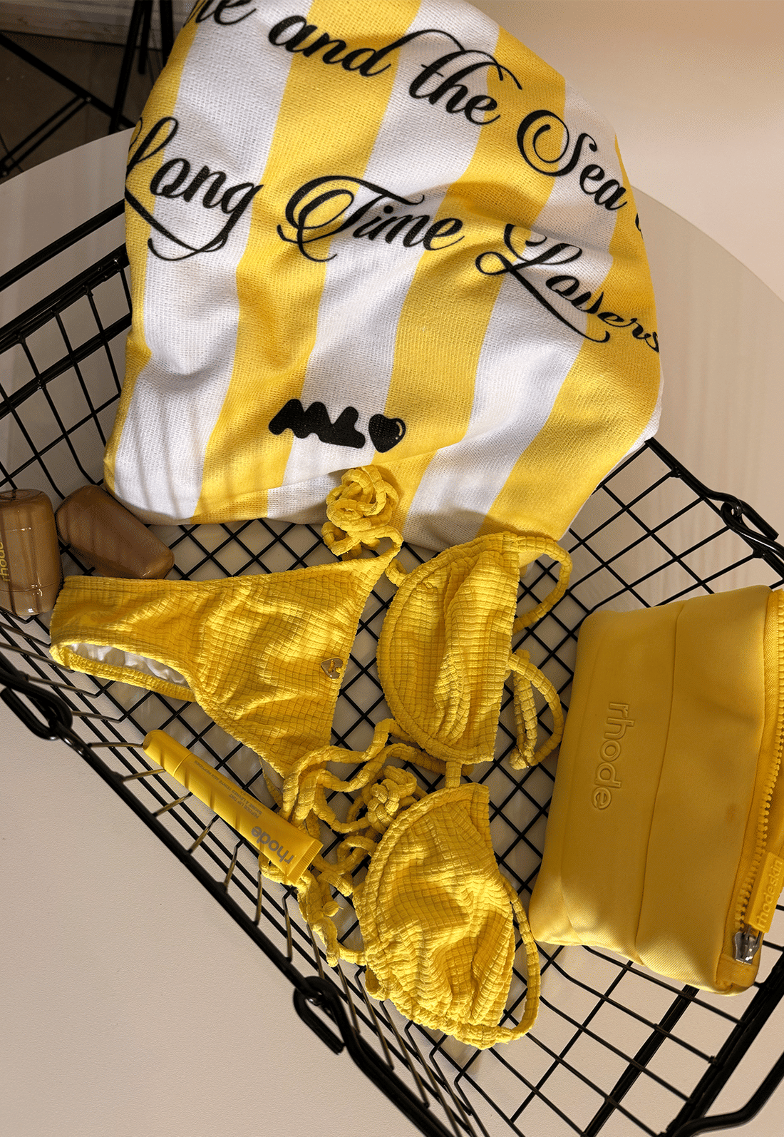 toalha listrada amarela long time lovers mundo lolita