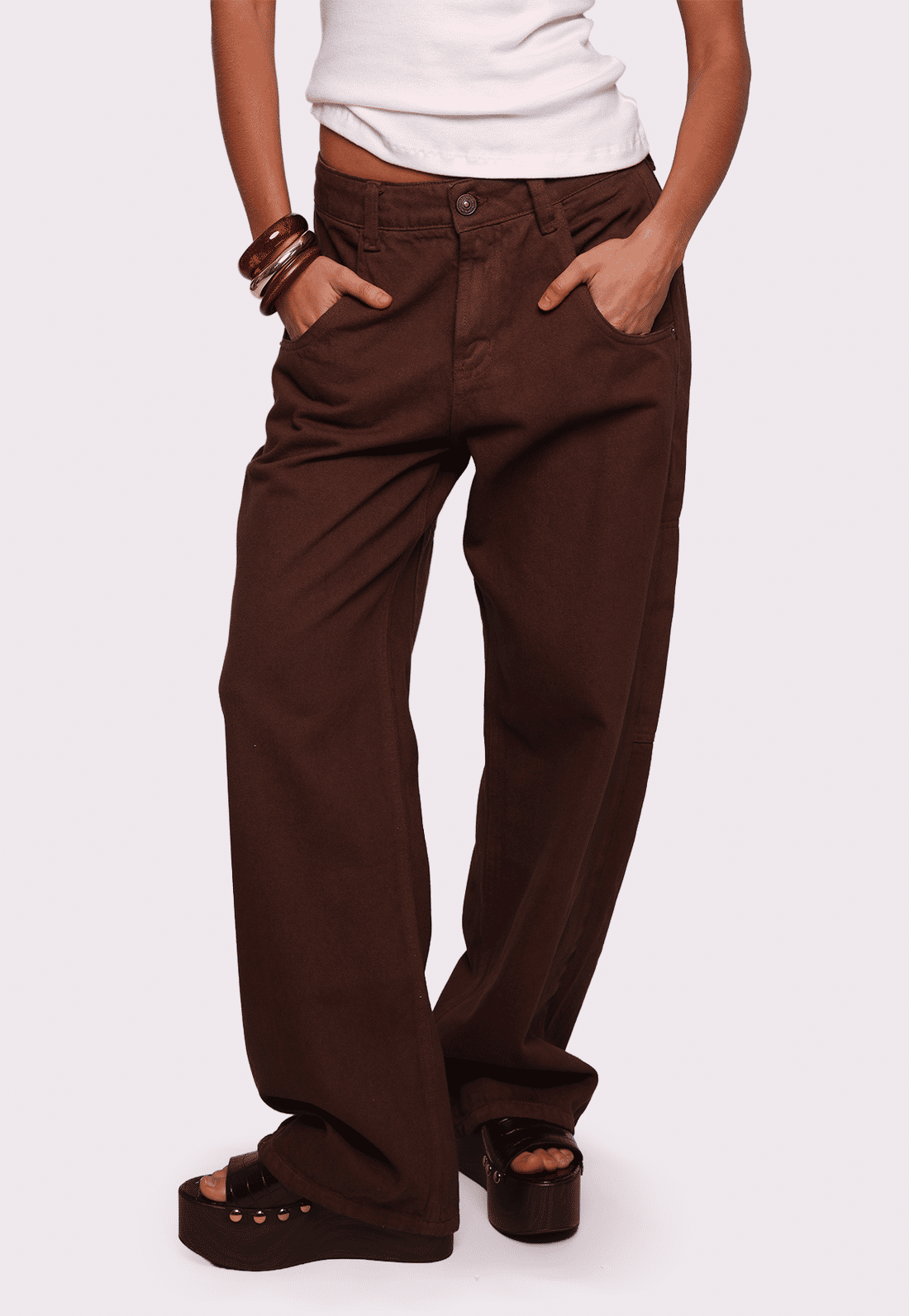 calça em sarja marrom cacau mundo lolita calça em sarja marrom cacau mundo lolita