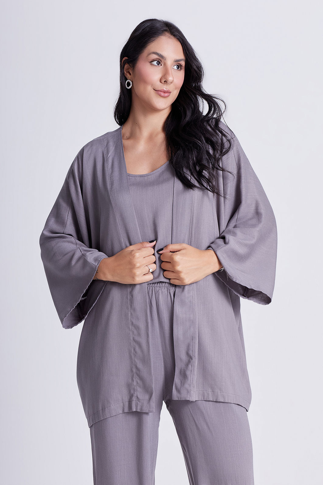 Conjunto Aline Cinza Mineral - 3 Peças Conjunto Aline Cinza Mineral - 3 Peças