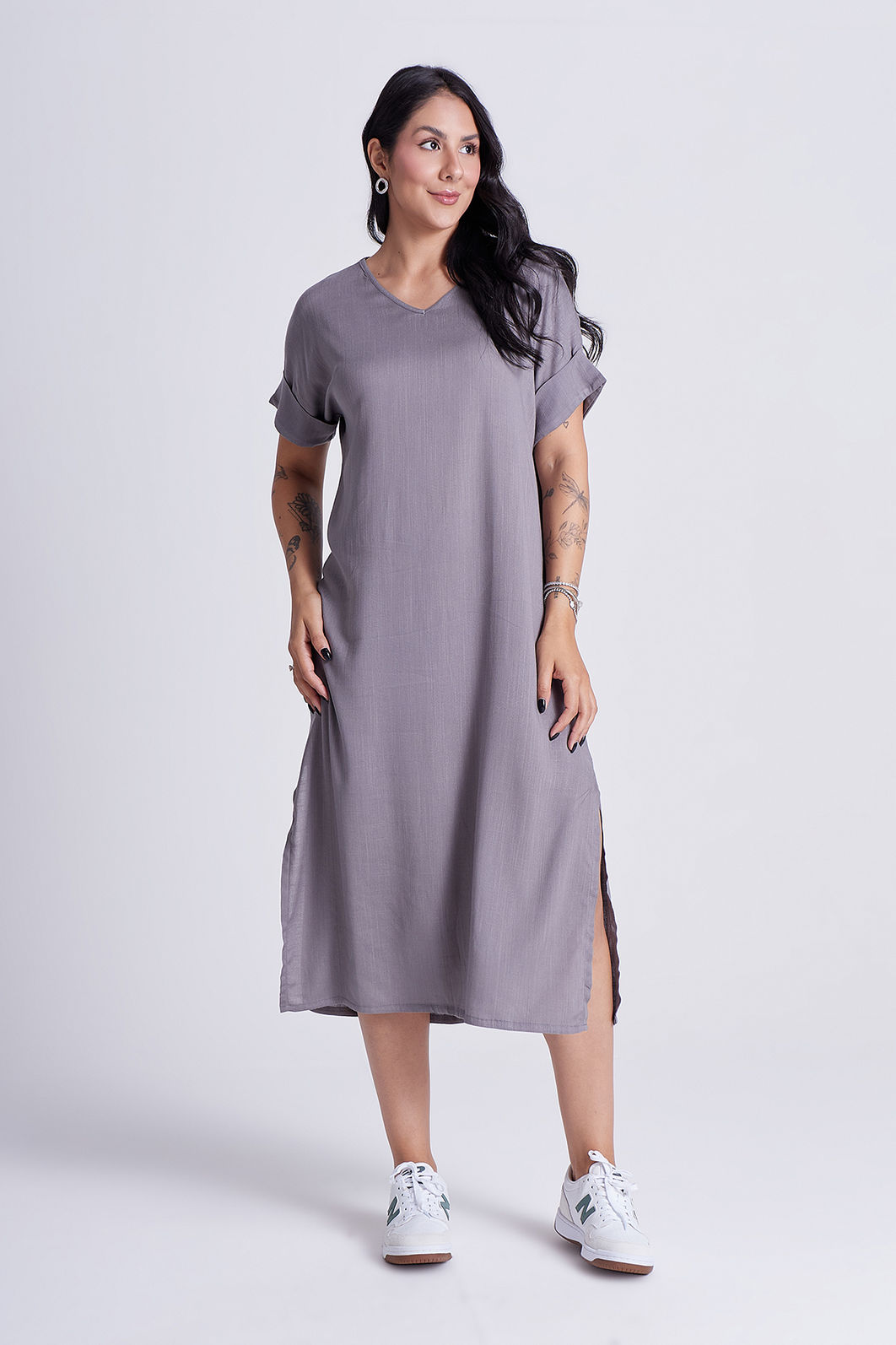 Vestido Elen Cinza Mineral Vestido Elen Cinza Mineral