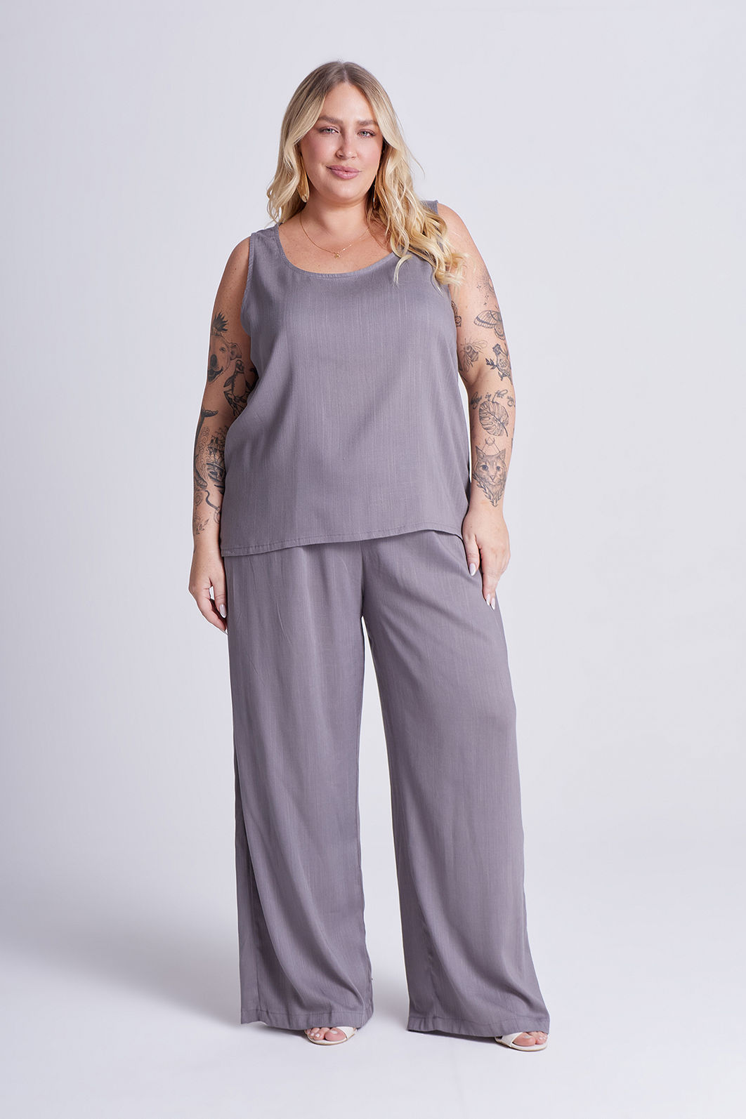Calça Leonor Cinza Mineral Calça Leonor Cinza Mineral