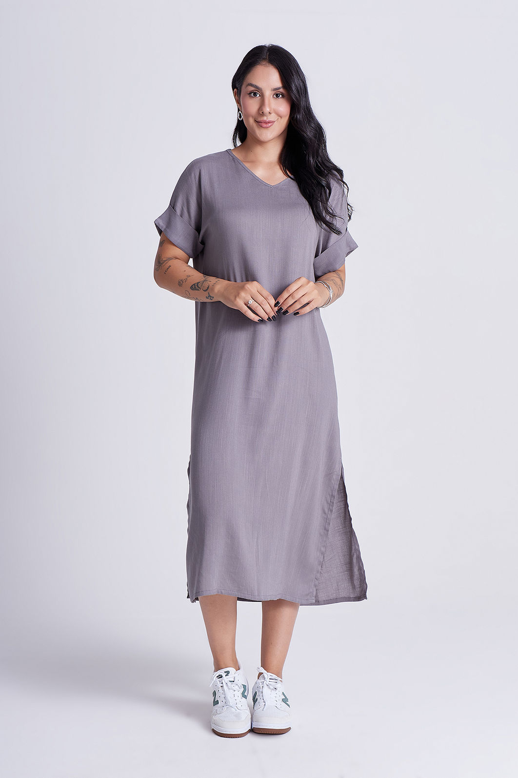 Vestido Elen Cinza Mineral Vestido Elen Cinza Mineral