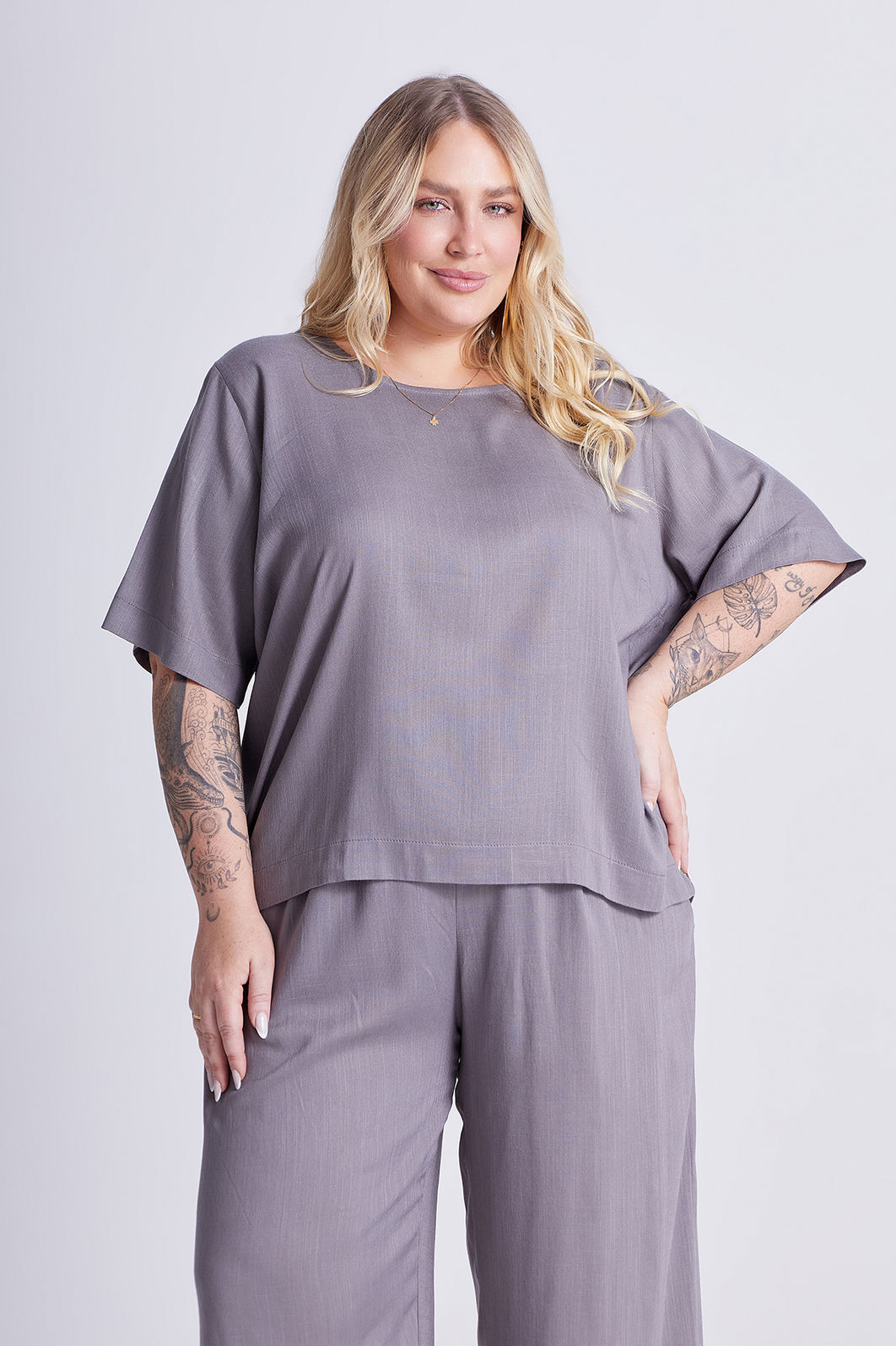 Conjunto Chloe Cinza Mineral - 2 Peças Conjunto Chloe Cinza Mineral - 2 Peças