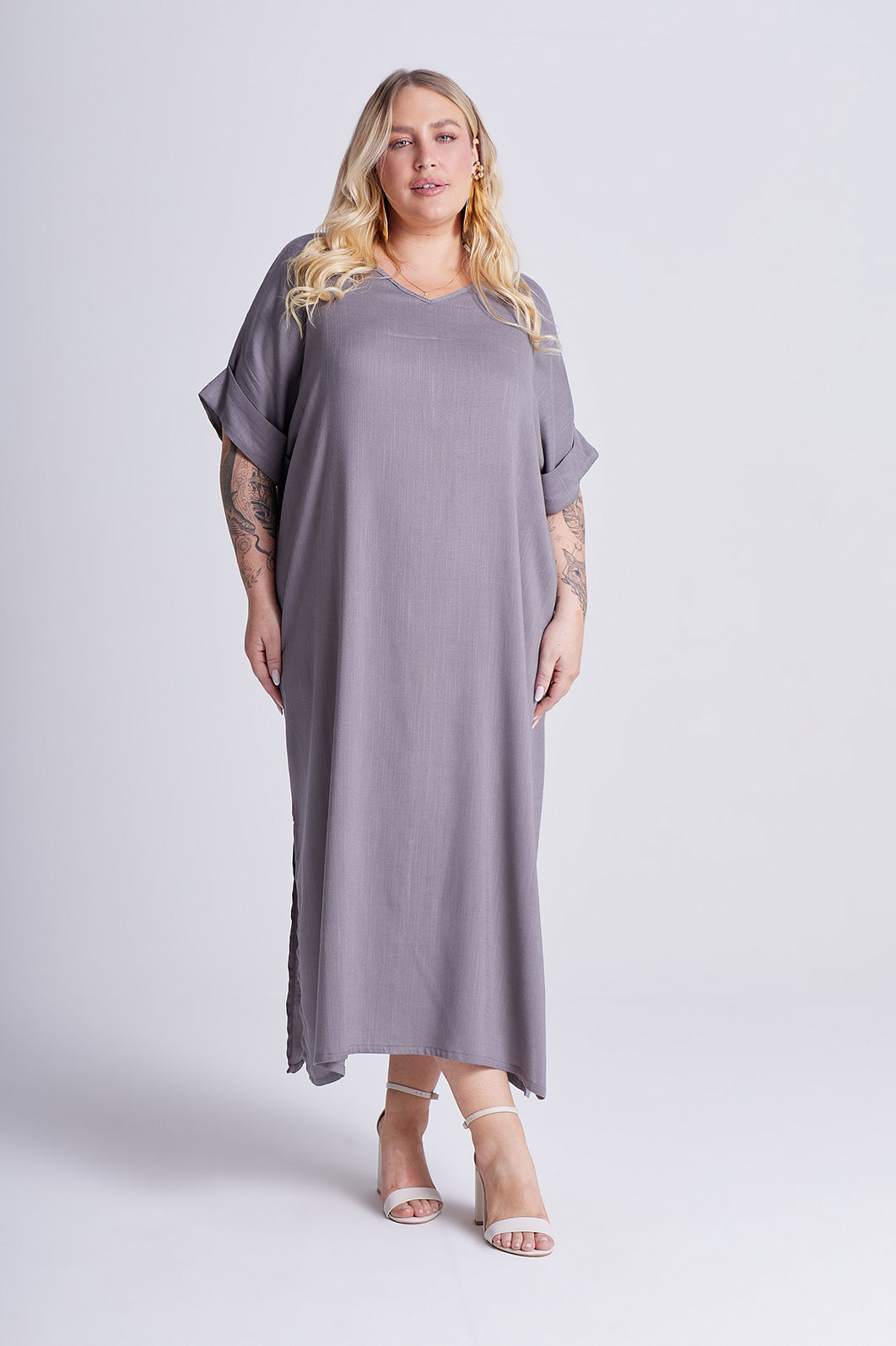 Vestido Elen Cinza Mineral Vestido Elen Cinza Mineral