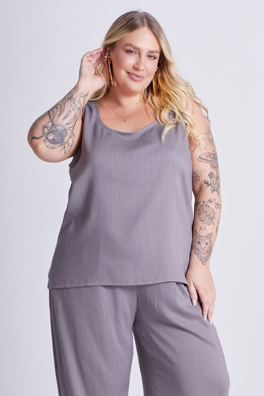 Conjunto Eli Cinza Mineral - 3 Peças Conjunto Eli Cinza Mineral - 3 Peças