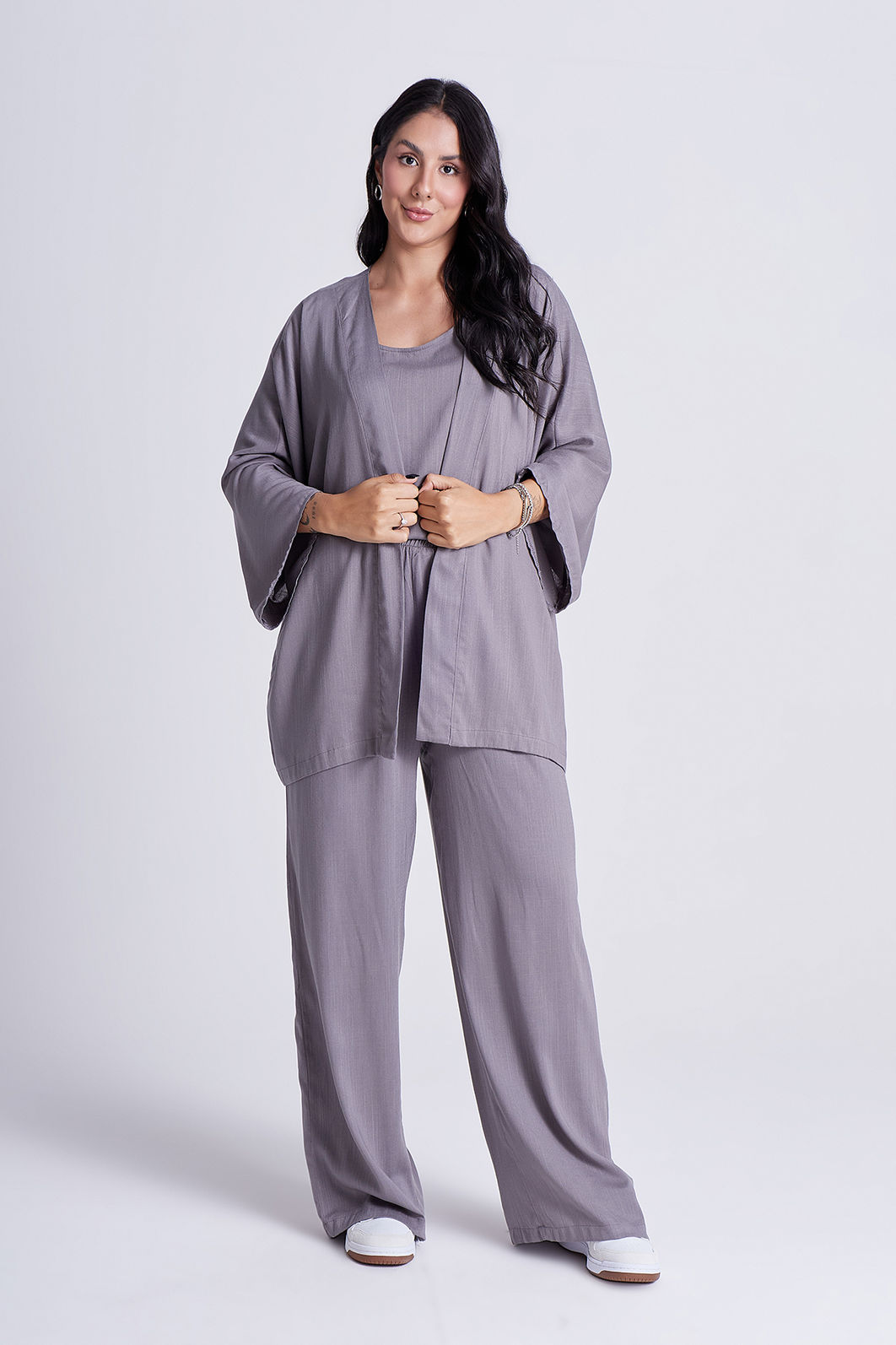 Conjunto Aline Cinza Mineral - 3 Peças Conjunto Aline Cinza Mineral - 3 Peças