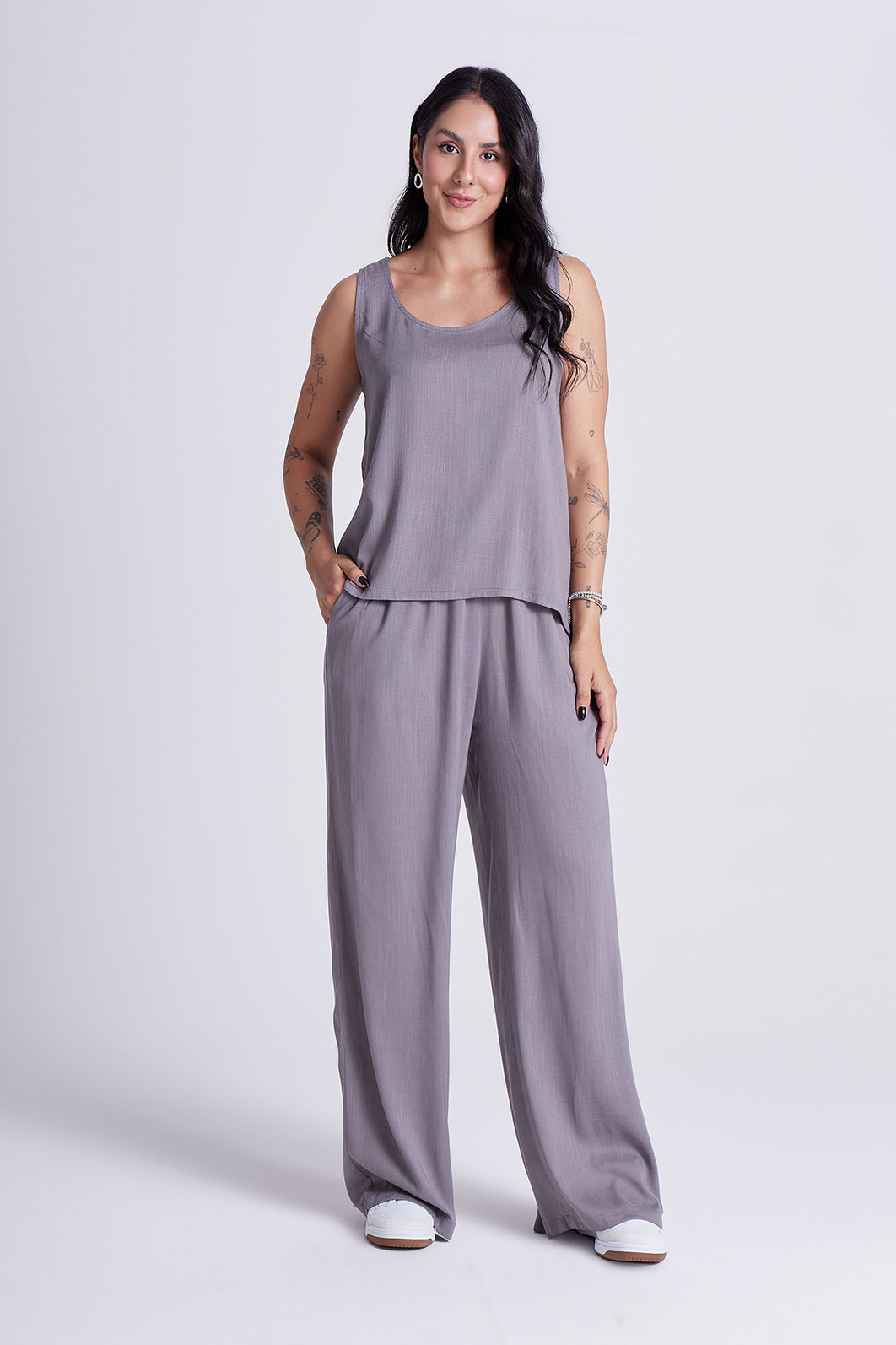 Calça Leonor Cinza Mineral Calça Leonor Cinza Mineral