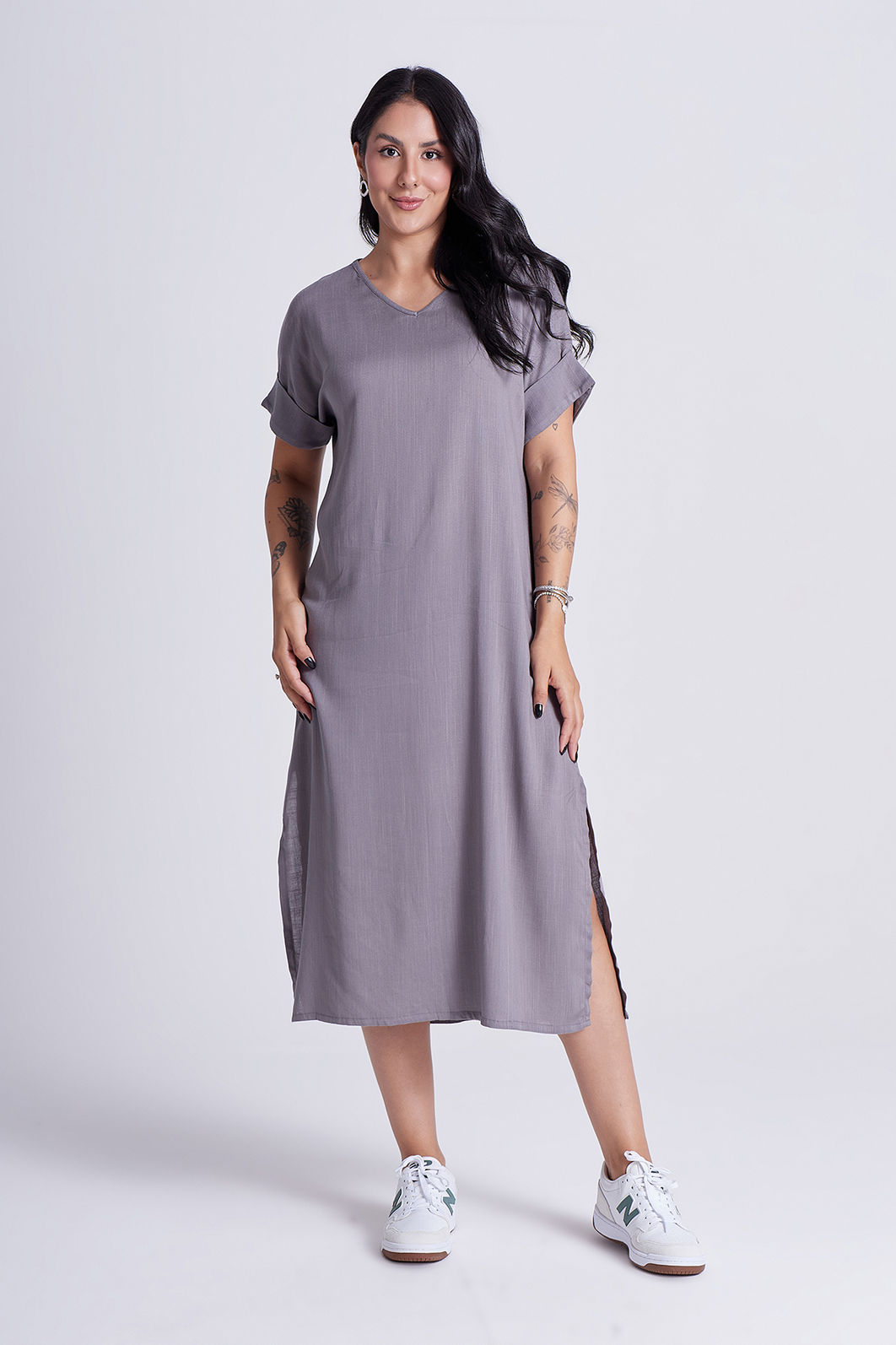 Vestido Elen Cinza Mineral Vestido Elen Cinza Mineral