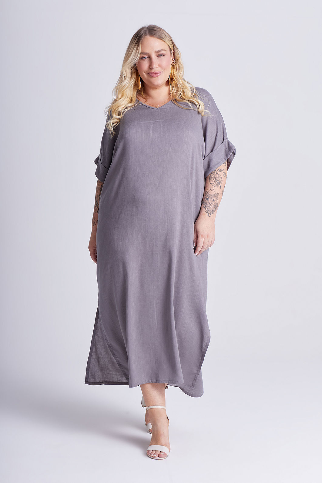 Vestido Elen Cinza Mineral Vestido Elen Cinza Mineral
