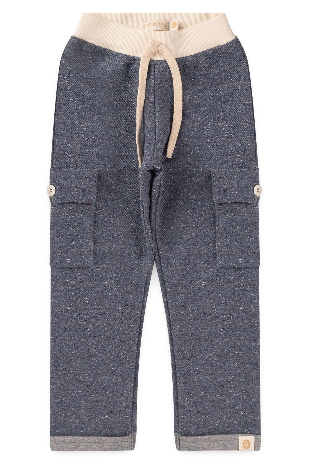 Conjunto Infantil Menino de Camiseta Longa e Calça Jogger - Listrado Off-Bege / Azul Jeans