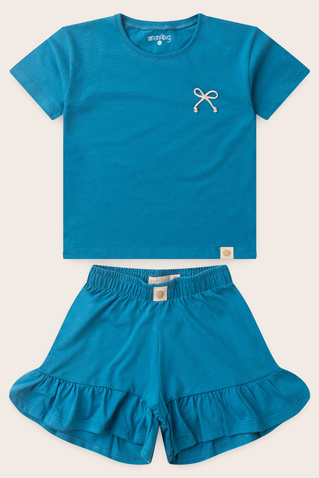 Conjunto Menina Blusa Over Manga Curta Azul Turquesa e Shorts Babado - Azul Turquesa Conjunto Menina Blusa Over Manga Curta Azul Turquesa e Shorts Babado - Azul Turquesa