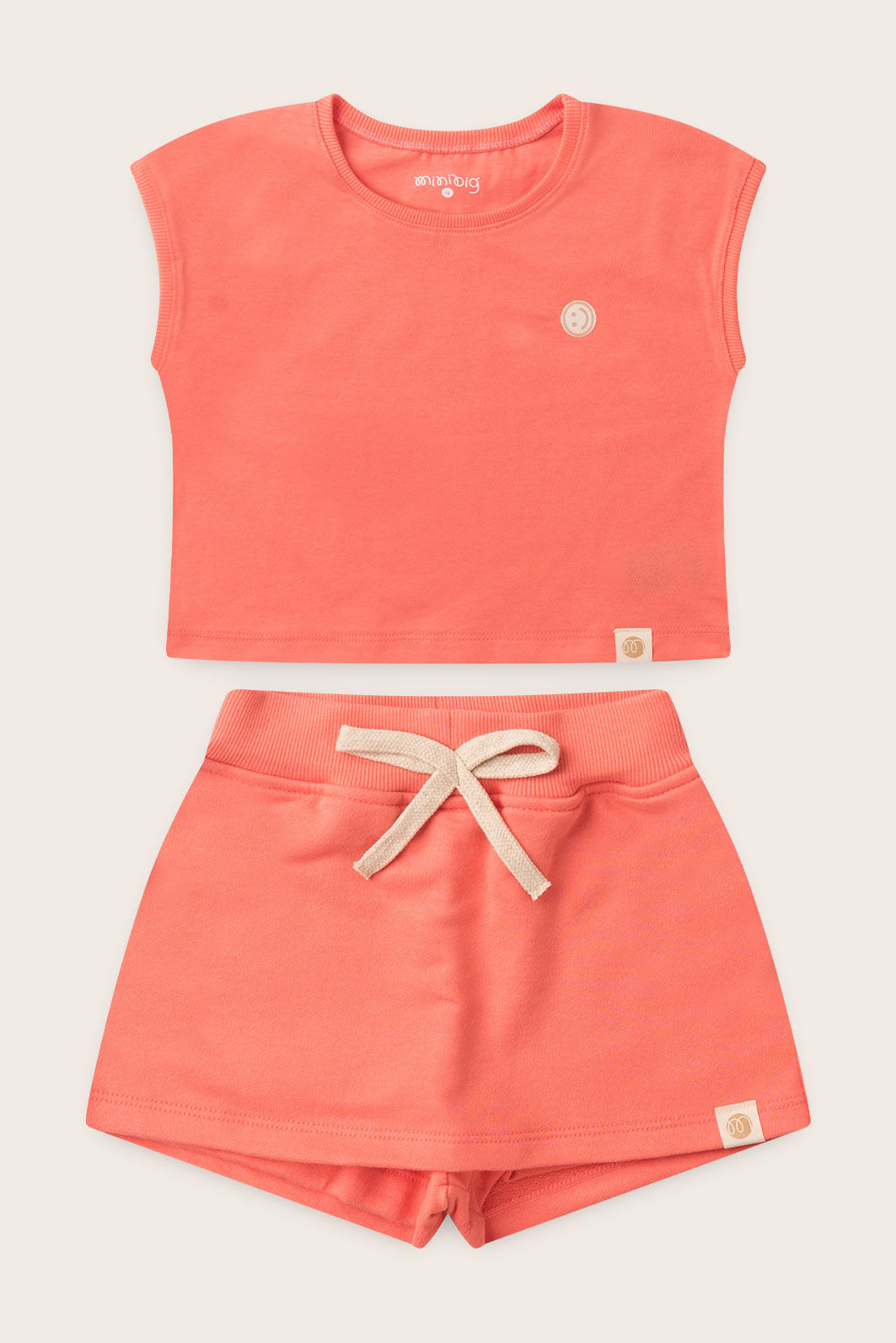 Conjunto Menina Blusa Manga Japonesa Rosa Coral e Shorts Saia Rosa Coral Conjunto Menina Blusa Manga Japonesa Rosa Coral e Shorts Saia Rosa Coral