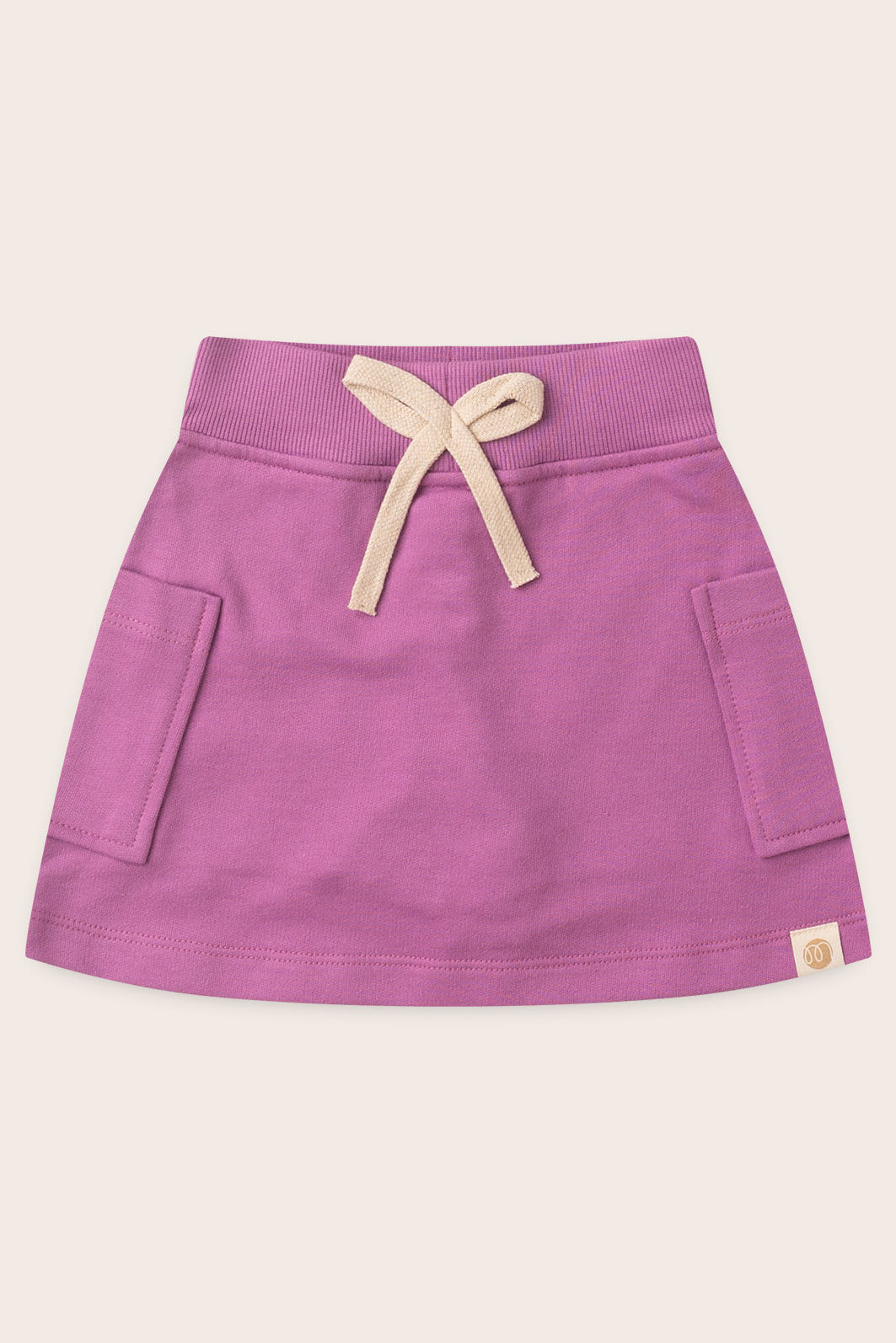 Conjunto Menina Blusa Box Manga Curta Azul Turquesa e Saia com Shorts Lilás Lavanda