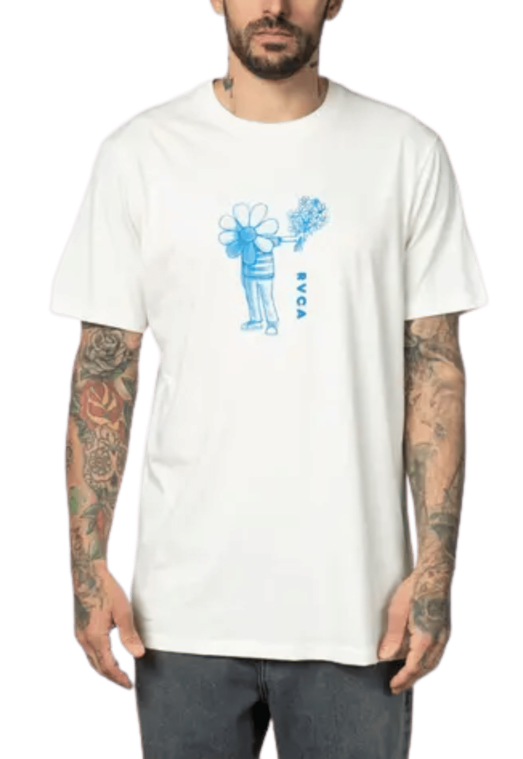 Camiseta RVCA Flower Friend Off White Ollie`s Point Skate Shop Loja