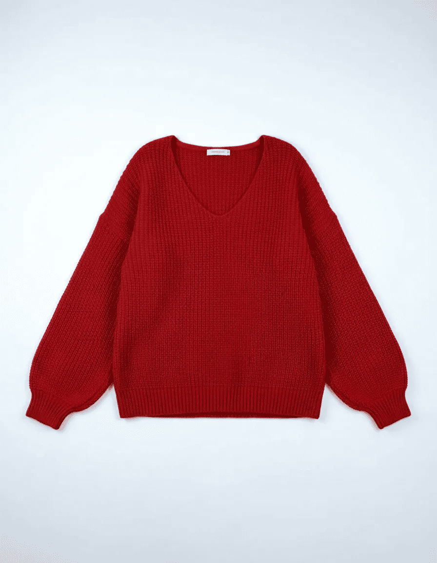 Blusa Feminina de Tricô com Decote V Manga Longa Blusa Feminina de Tricô com Decote V Manga Longa