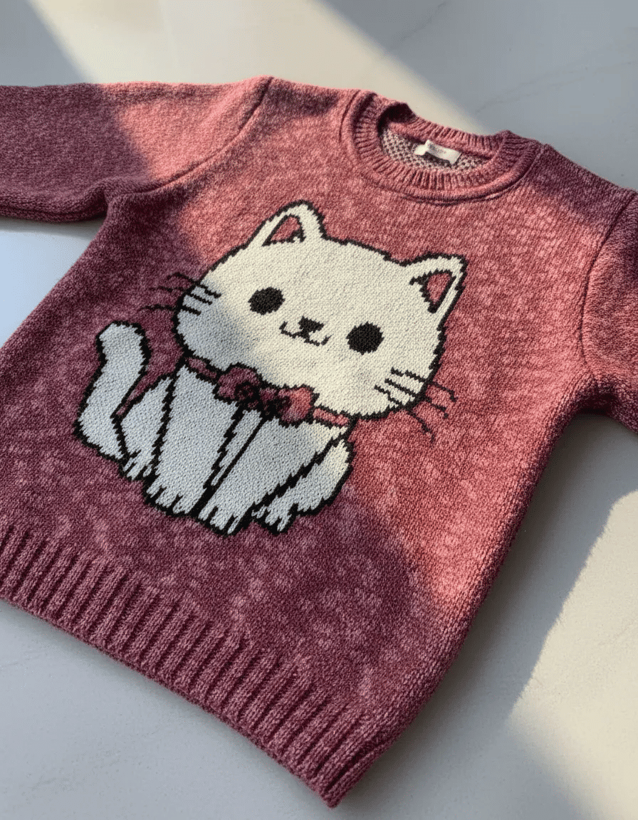 Kit 3 Peças Feminino de Tricô com Blusa, Xale e Touca Gatinha