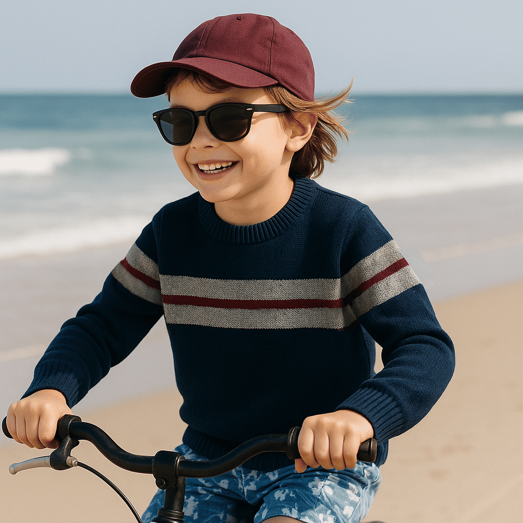 Blusa Tricô Kids Infantil Casaco Lã gola redonda Suéter Listrada manga longa