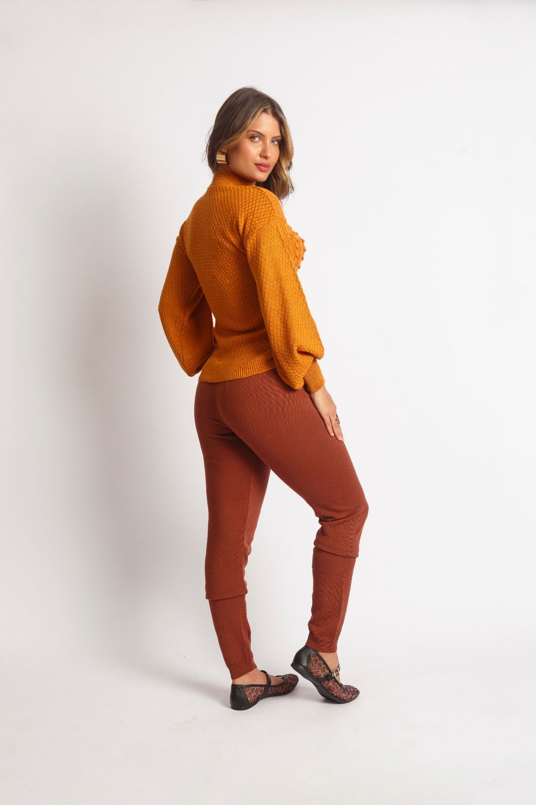 Calça Feminina de Tricô Heloisy Cintura com Cordão Calça Feminina de Tricô Heloisy Cintura com Cordão