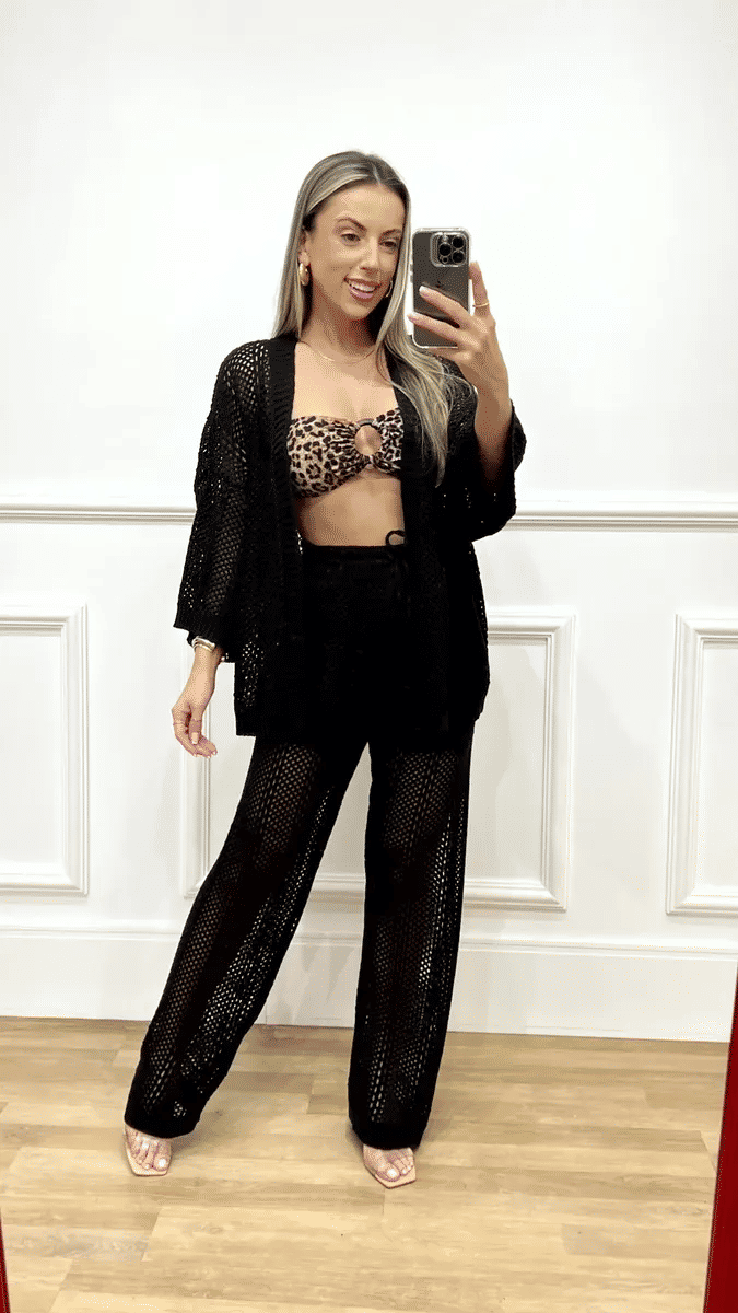 Conjunto Feminino Kimono e Calça Arrastão com Shorts