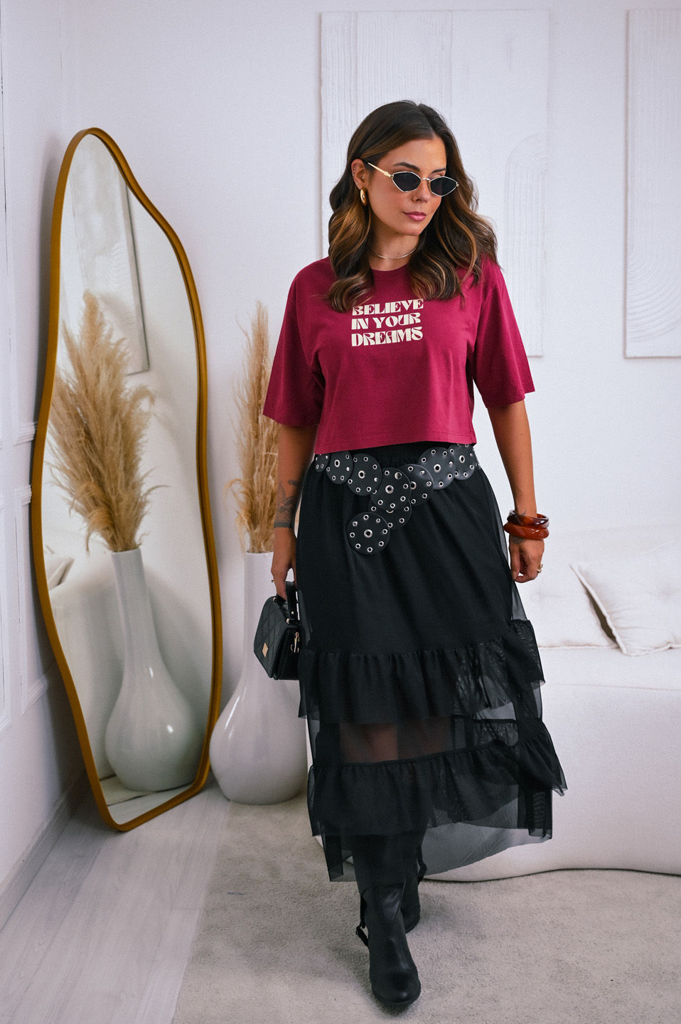 Cropped Oversized - Believe in your Dreams - Vermelho