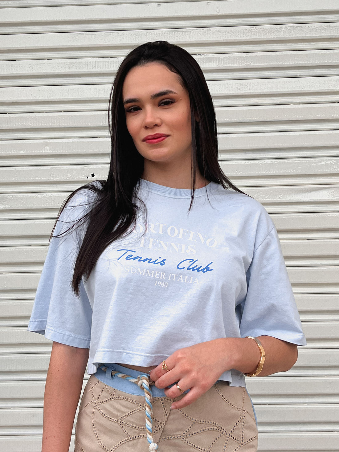 Cropped Oversized - Portofino - Azul Bebê Cropped Oversized - Portofino - Azul Bebê