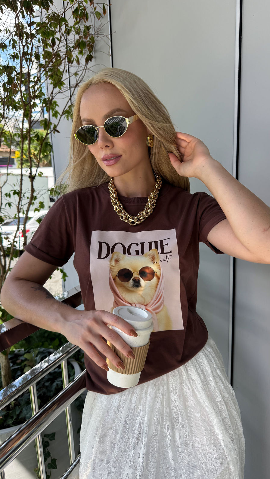 Tshirt Premium - Doguie DTF - Marrom Tshirt Premium - Doguie DTF - Marrom
