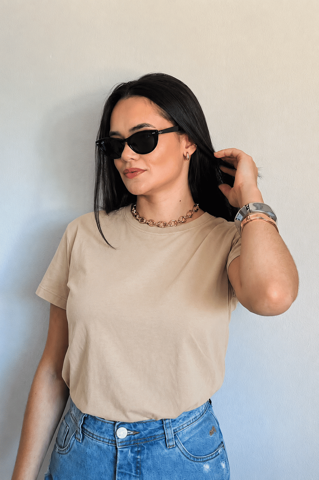 T-shirt Basic Lisa - Bege T-shirt Basic Lisa - Bege
