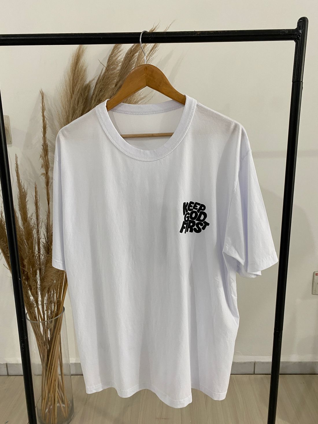 Tshirt Oversized - Keep GOD First - Branca