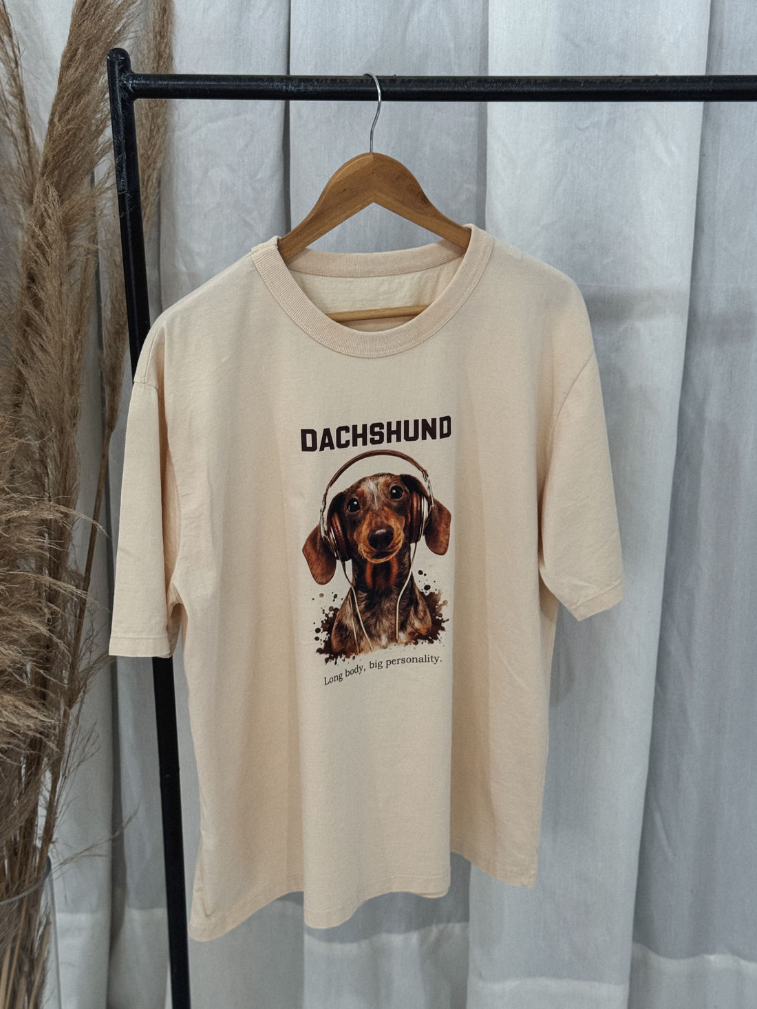 T-shirt Oversized - Dachshund - Bege
