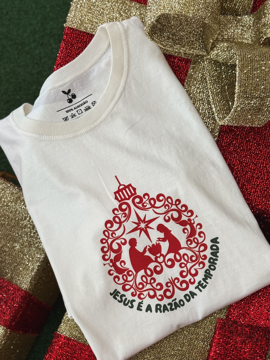 Tshirt Premium - Jesus é a razão DTF - Off White Tshirt Premium - Jesus é a razão DTF - Off White