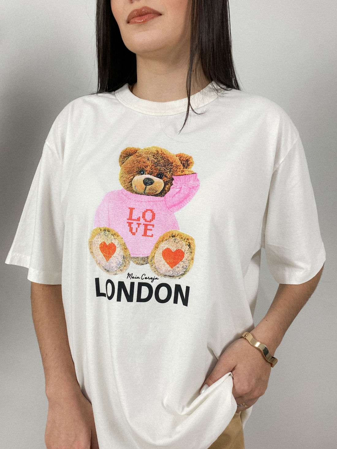 Tshirt Oversized - Teddy London - Branco Tshirt Oversized - Teddy London - Branco
