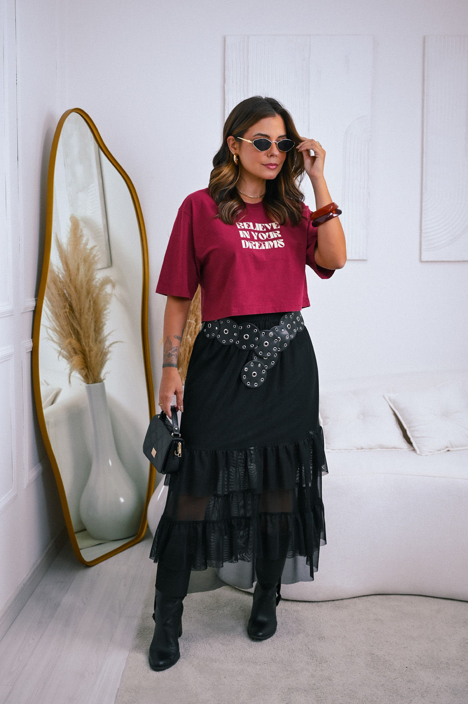 Cropped Oversized - Believe in your Dreams - Vermelho
