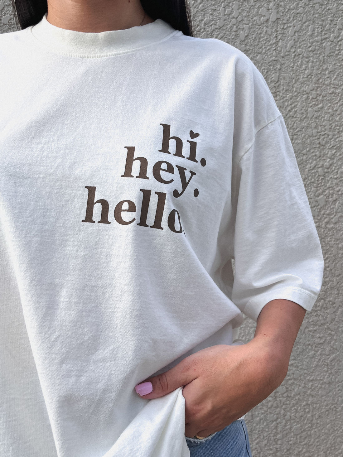Tshirt Oversized - Hi, Hey, Hello - Off White