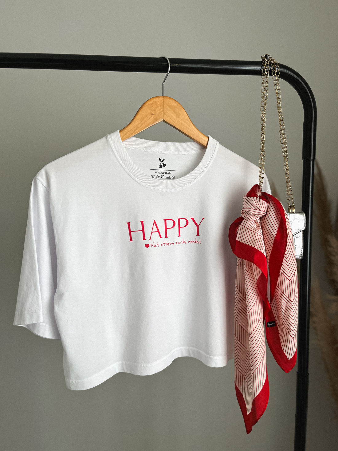 Cropped Oversized - Happy - Branca