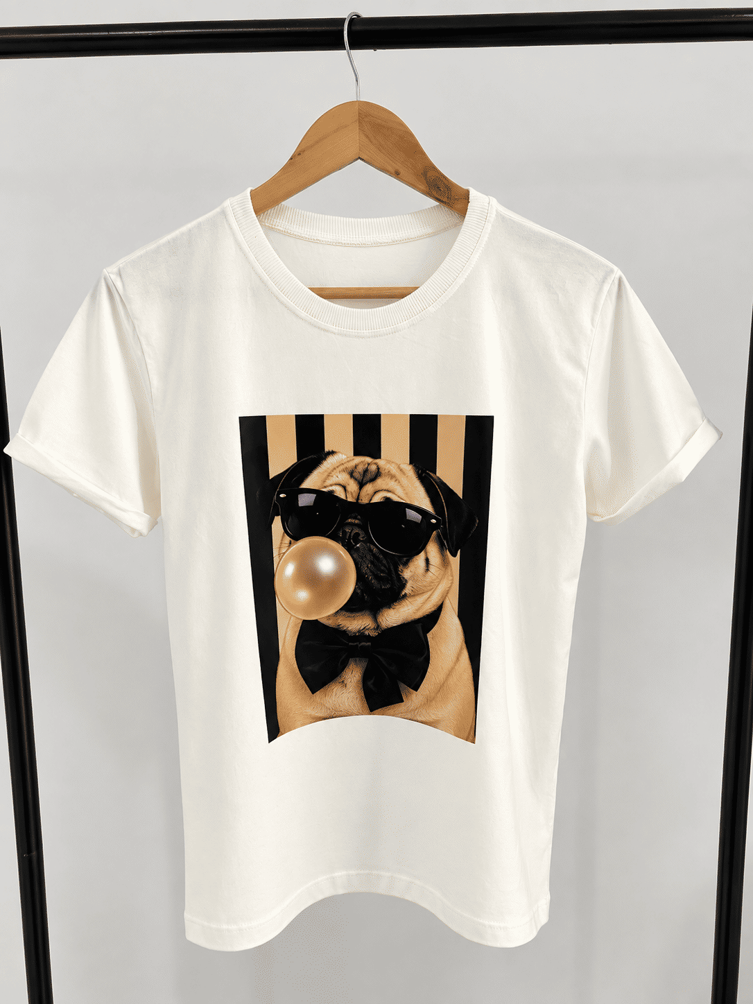 Tshirt Premium - Pug Listras DTF - Off White Tshirt Premium - Pug Listras DTF - Off White