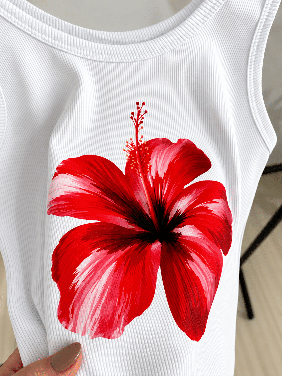 Regata Lauren - Flor Hibisco - Branca Regata Lauren - Flor Hibisco - Branca