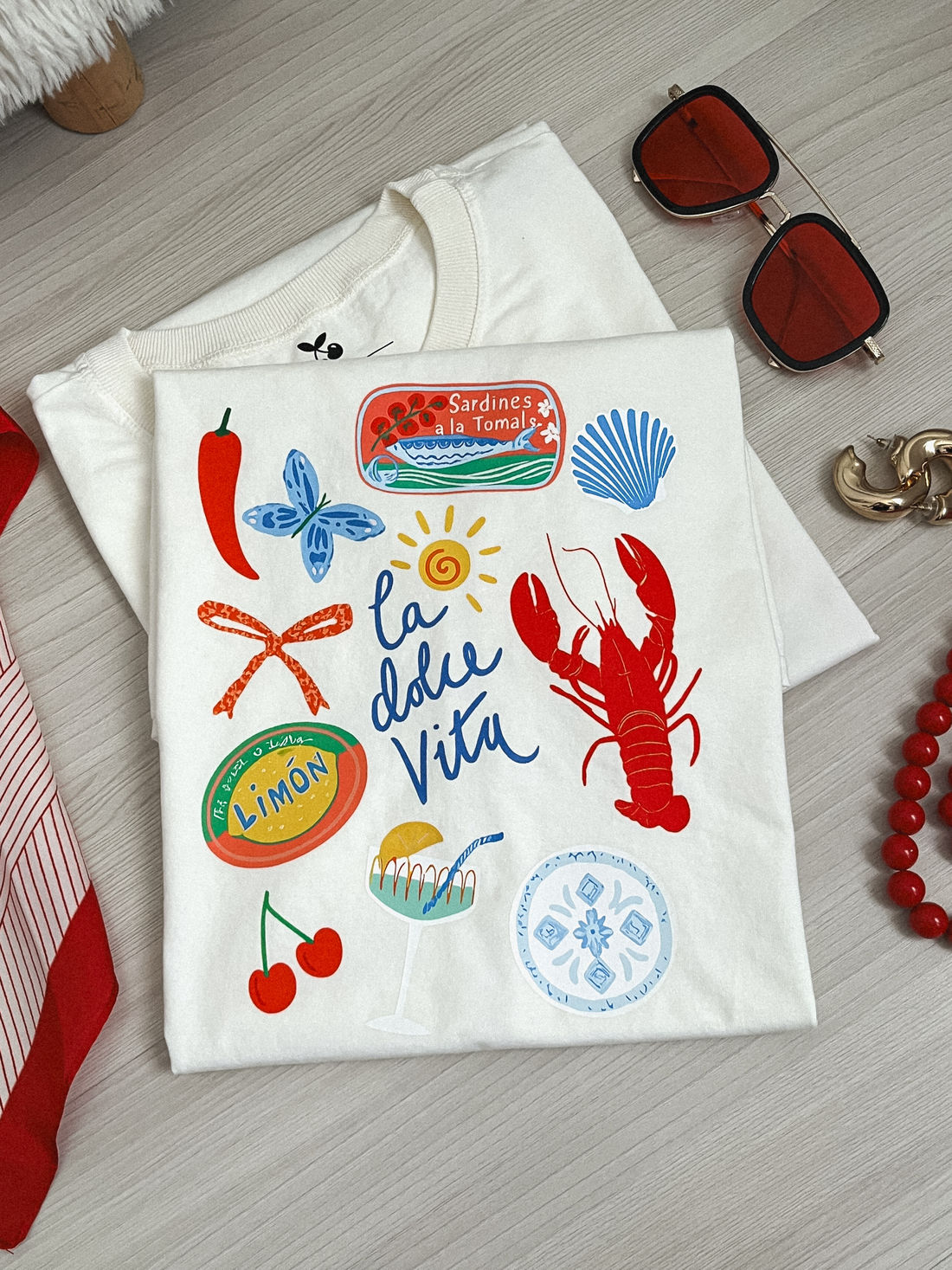 Tshirt Premium - Lagosta Dolce Vita DTF - Off White Tshirt Premium - Lagosta Dolce Vita DTF - Off White