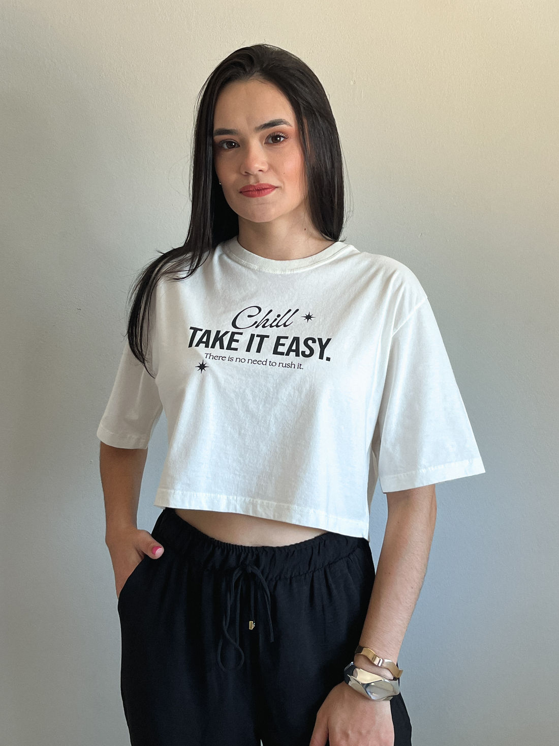 Cropped Oversized - Take It Easy - Off White Cropped Oversized - Take It Easy - Off White