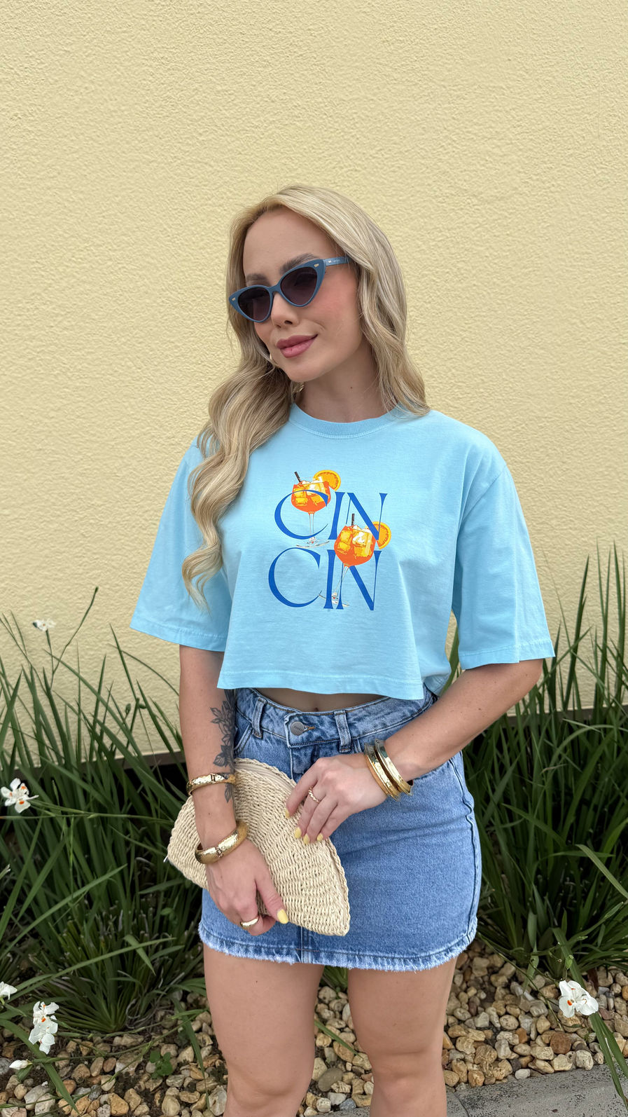 Cropped Oversized - Cin Cin - Azul Bebê Cropped Oversized - Cin Cin - Azul Bebê