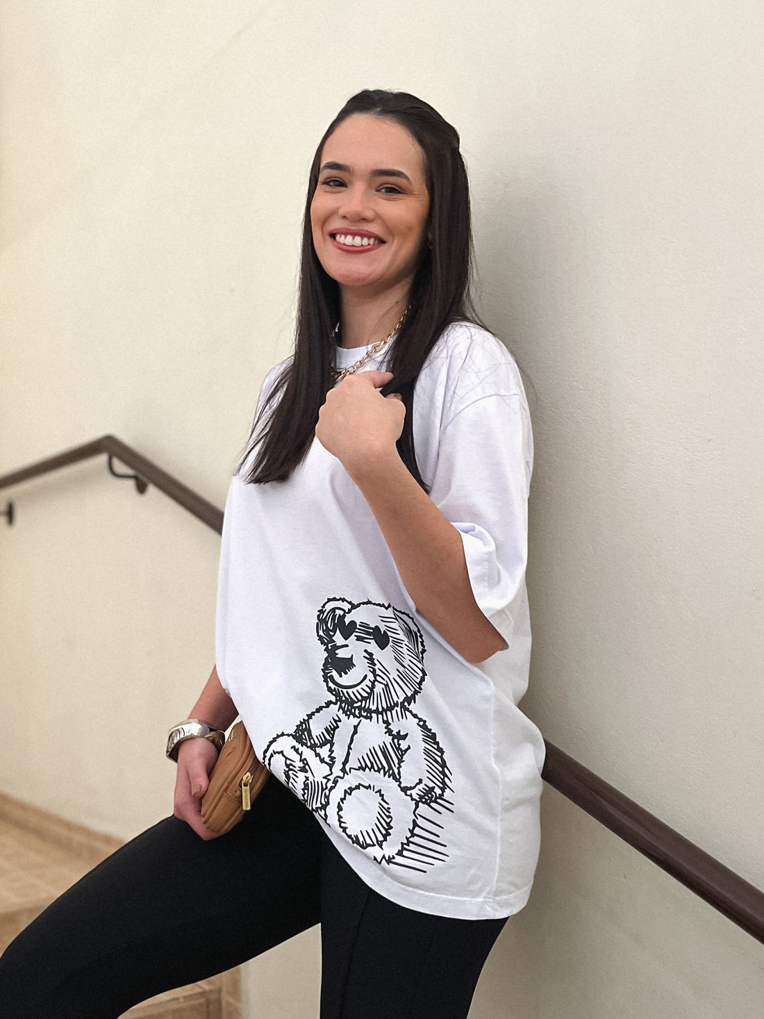Tshirt Oversized - Teddy Lateral - Branca