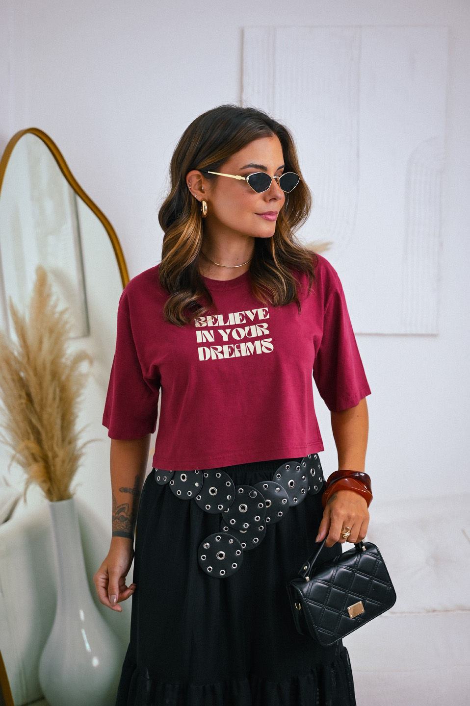 Cropped Oversized - Believe in your Dreams - Vermelho