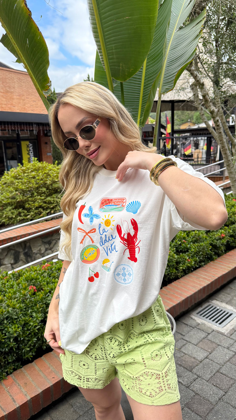 T-shirt Oversized - Lagosta Dolce Vita - Off White