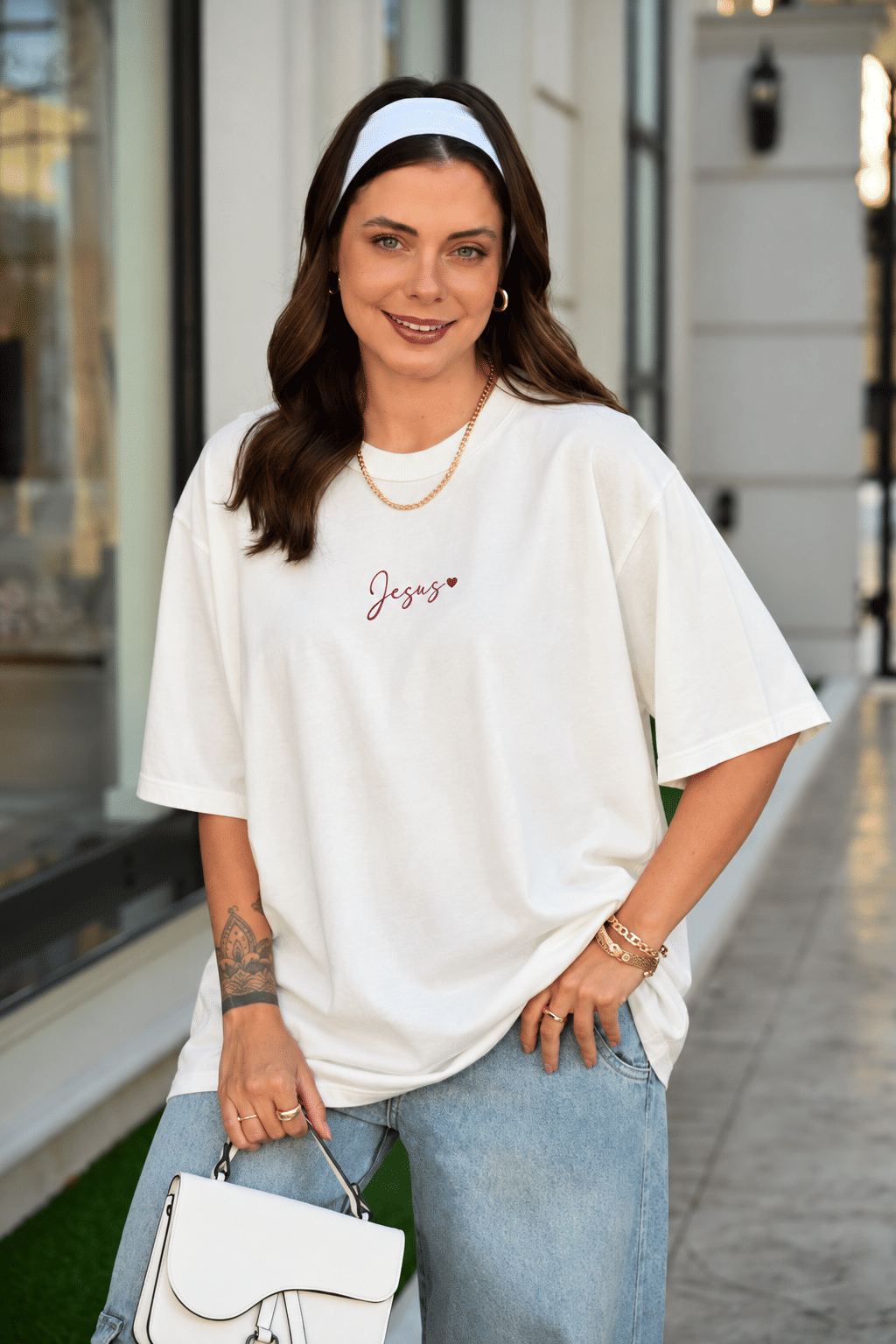 Tshirt Oversized - Jesus Cristo DTF - Off White Tshirt Oversized - Jesus Cristo DTF - Off White